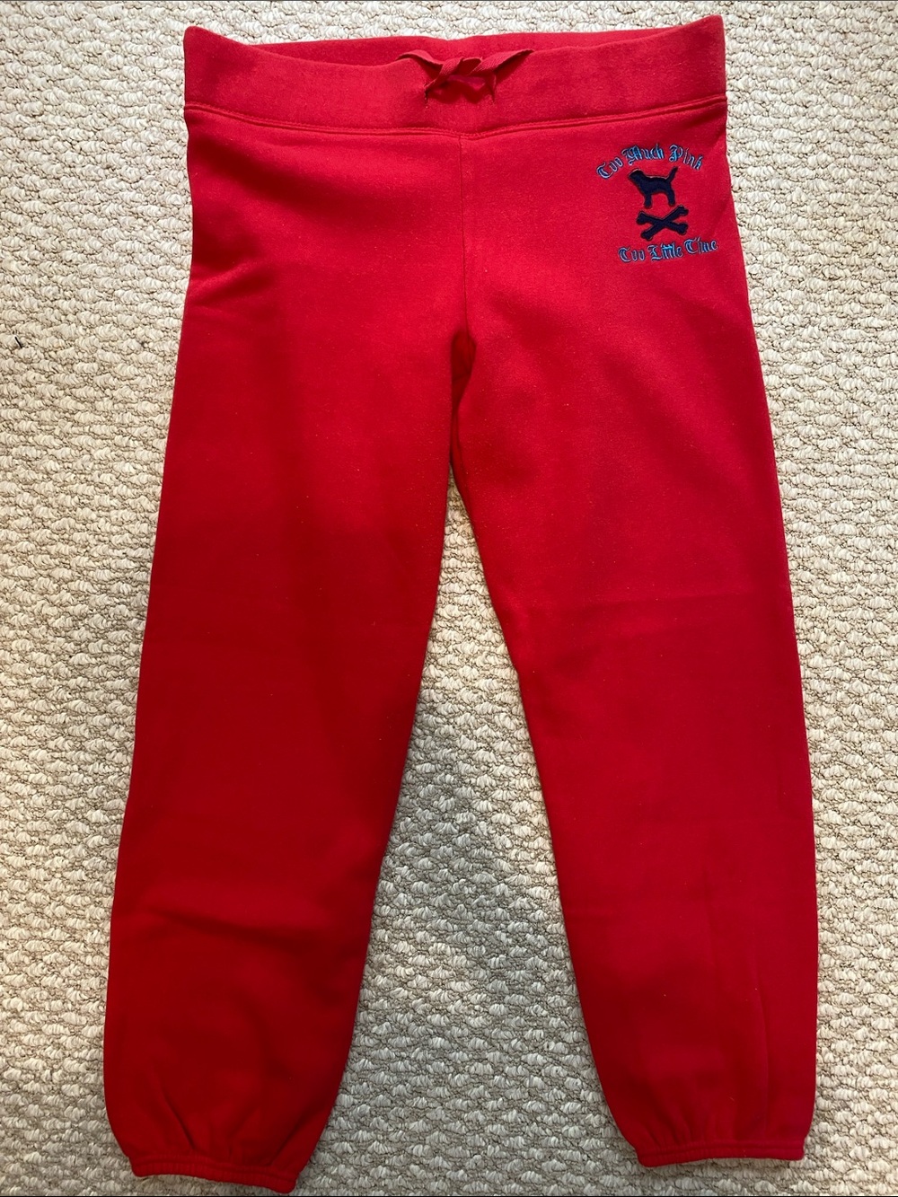 PINK Victoria's Secret Dark Pink Track Joggers with Embroidered Logo